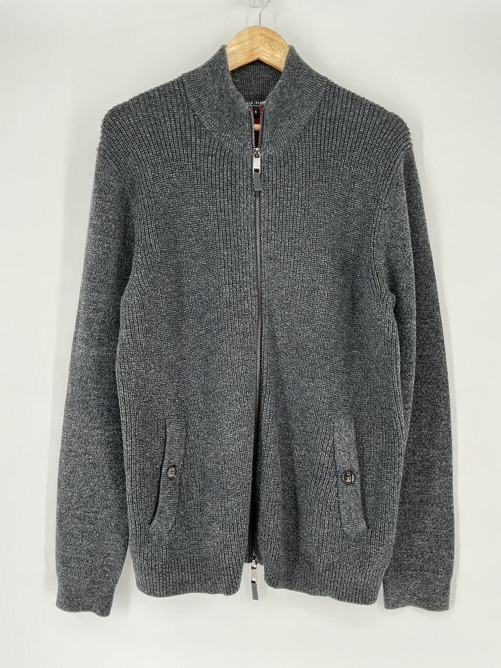 Ted Baker LOSTPEN Men’s 5 XL Gray Wool Blend Zip Sweater